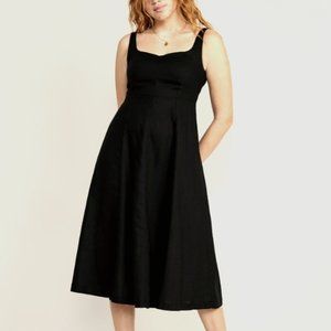 Black Midi Linen Dress